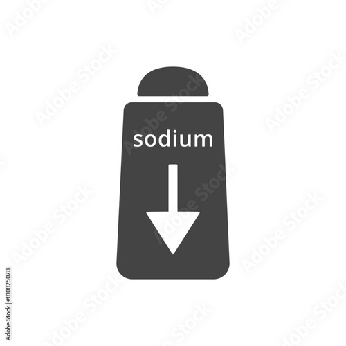 Salt condiment low sign. Sodium free product. Nutrient supplements. Vector illustration, isolated