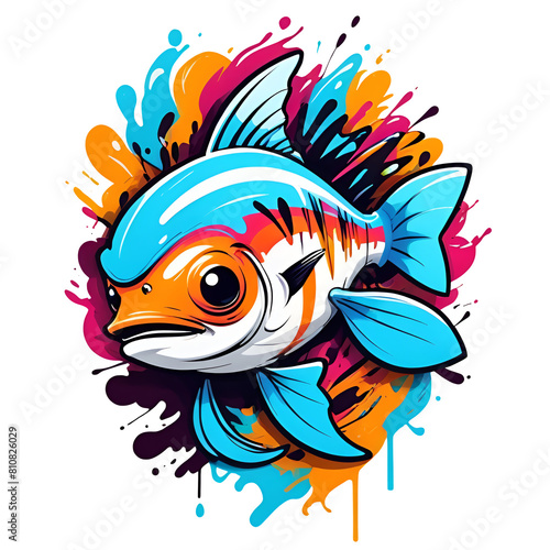 illustration of a fish in the graffiti