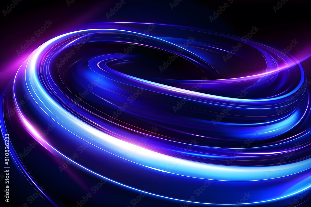 Blue and purple lines are twisted into spiral on black background. Blue and purple lines are twisted into spiral on black background.