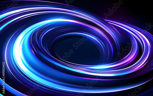 Blue and purple lines are twisted into spiral on black background.