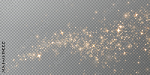 Bokeh light lights effect background. Gold dust PNG. Christmas background of shining dust Christmas glowing bokeh confetti and spark overlay texture for your design.	
