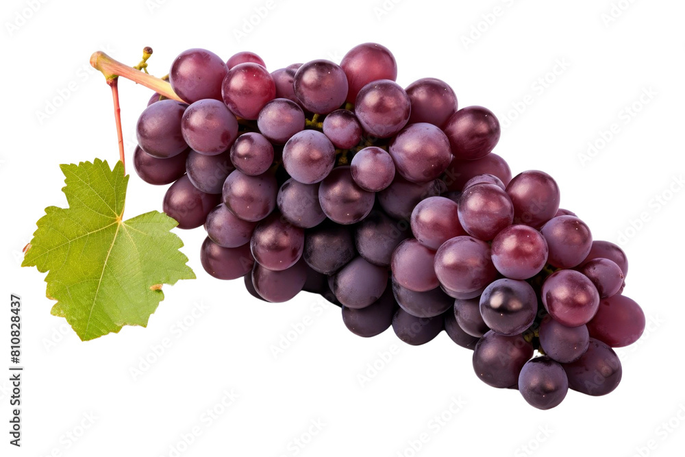 A bunch of grapes with a leaf on top A bunch of grapes with a leaf on top