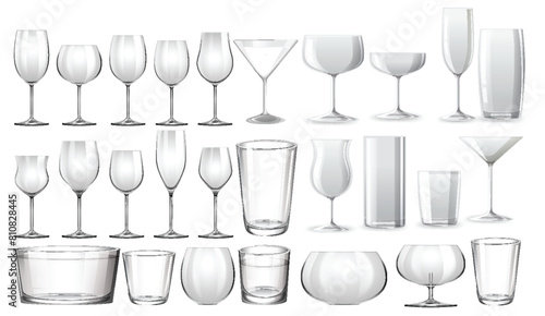 Vector illustration of diverse types of glassware