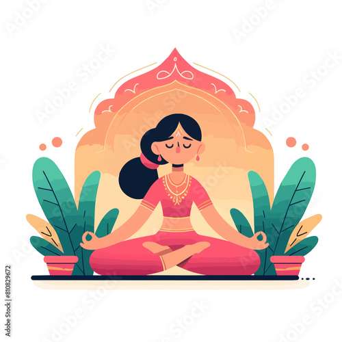 Indian women doing yoga 