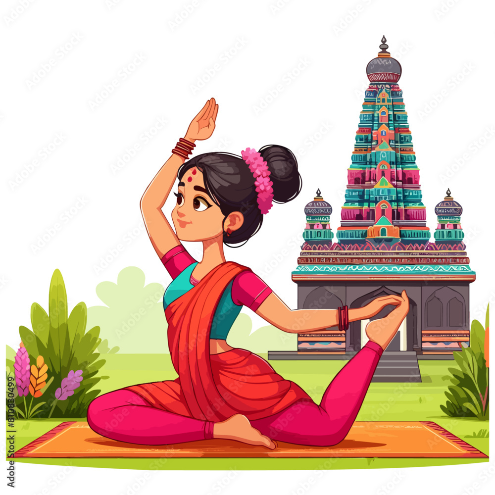 Indian girl doing yoga illustration