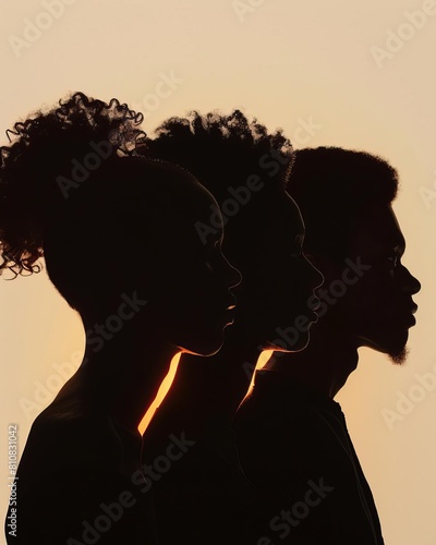 Silhouette profile group of men and women of diverse culture Diversity multiethnic and multiracial people Concept of racial equality and antiracism Multicultural society Friendship