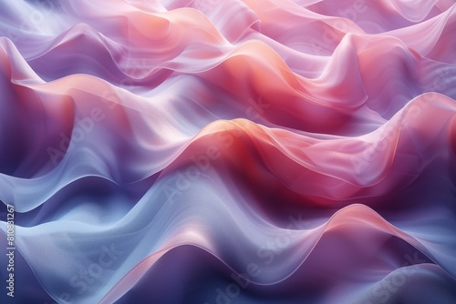 This image presents a vibrant, wavy cloth texture with pastel pink and blue tones suggesting softness and fluidity