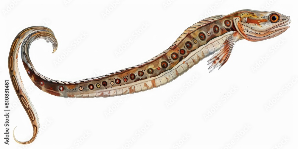 Fototapeta premium Simple fish drawing on white background, suitable for educational materials