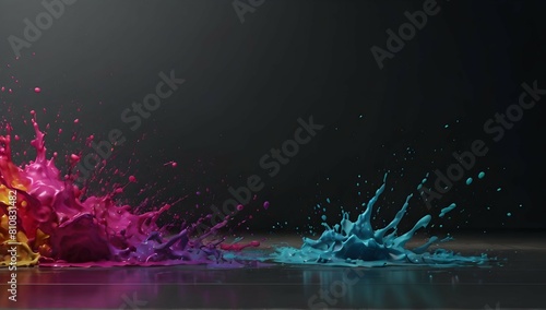 Empty mock surface dark retail, vibrant, Colorful gradient splash, hd, 4k, high-quality, highly detailed, photorealistic, RAW, high quality, dynamic lighting, sharp focus, ultra realistic, masterpiece
