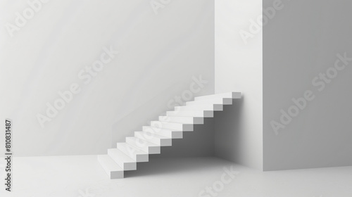 3D render stairway on white background. minimal stair