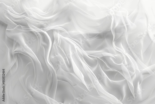Abstract white fabric with flowing folds on a white background