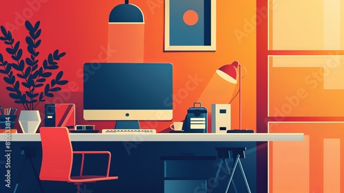 Wallpaper Mural A flat web banner illustration depicts various aspects of business, technology, internet, and computer-related concepts. Torontodigital.ca