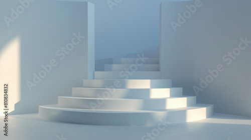 3d rendering stair podium. minimal scene background.