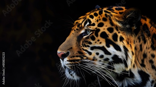 Intense Jaguar Profile in Detailed Close-Up