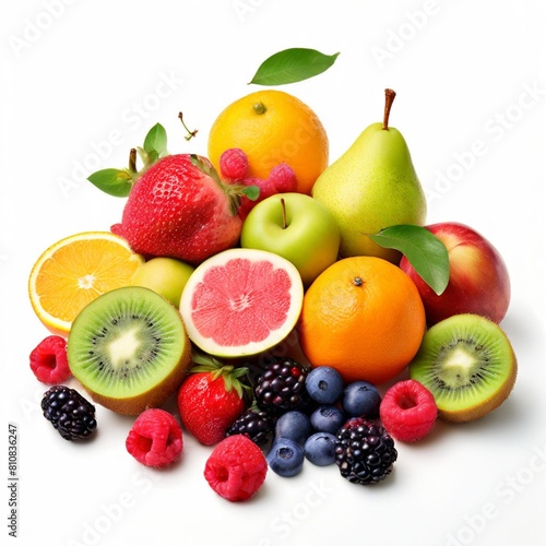 fresh fruits isolated on white background