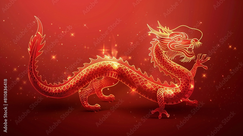 Obraz premium dragon on red background