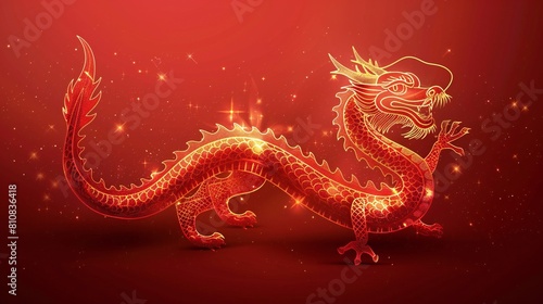 dragon on red background