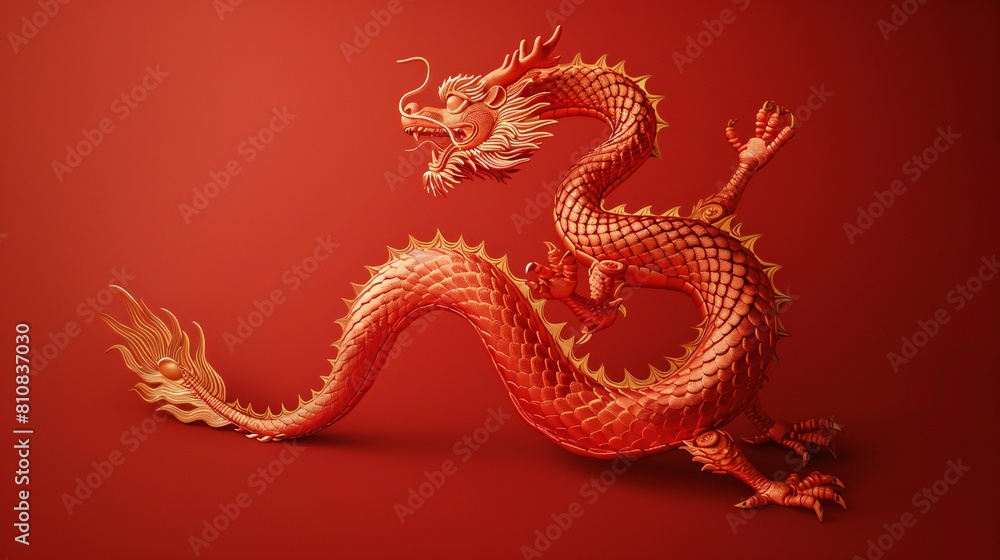 Obraz premium dragon on red background