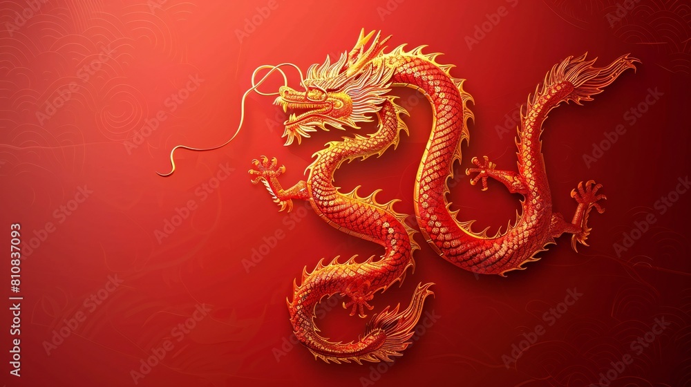 Obraz premium dragon on red background