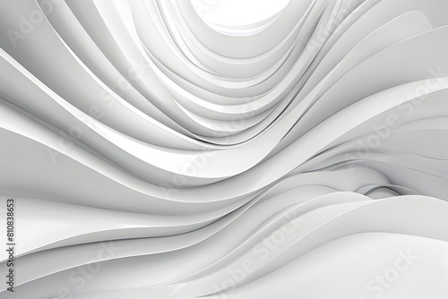 3D render of an abstract white background with curved lines, empty space for design and presentation