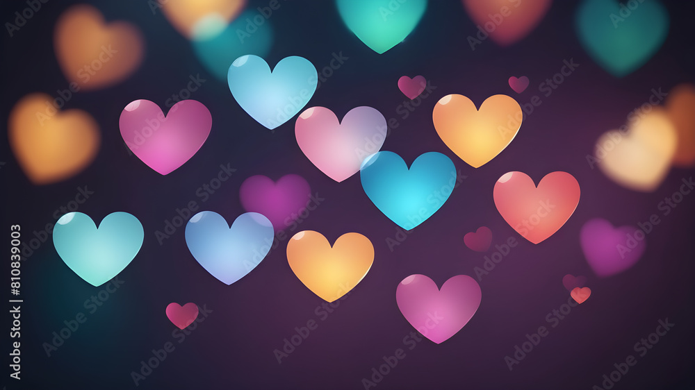 Love symbol heart shpaes in colorful bokeh lights, concept for Valentine's Day, wedding etc. AI generated image Love symbol heart shpaes in colorful bokeh lights, concept for Valentine's Day, wedding etc. AI generated image
