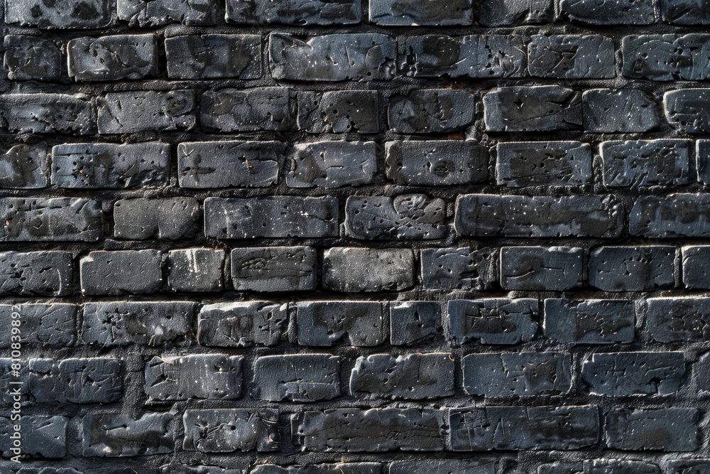 black brick wall, brickwork background for design - generative ai