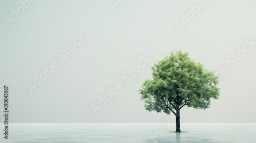 On World Environment Day a solitary tree stands tall against a blank backdrop providing a striking visual element for graphic design and decorative purposes