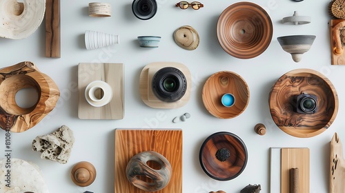 A variety of items photographed from unique perspectives against a clean white surface, showcasing the artistry of exploring different vantage points.