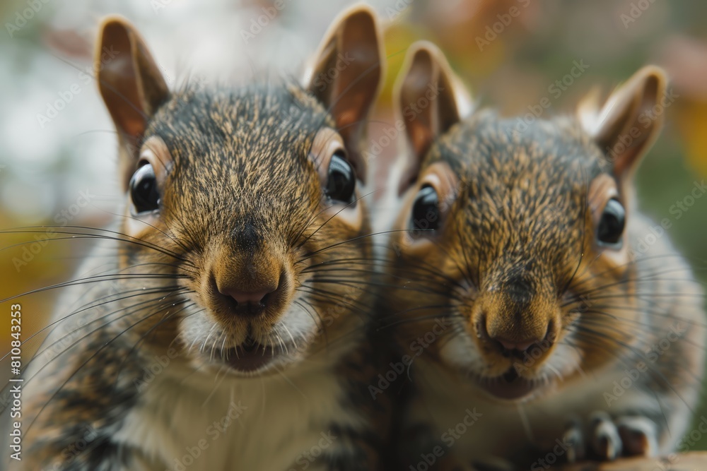 Obraz premium Two squirrels standing together