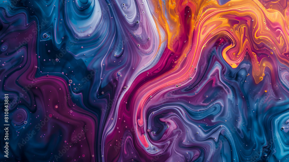 A colorful swirl of paint with a blue and orange line A colorful swirl of paint with a blue and orange line