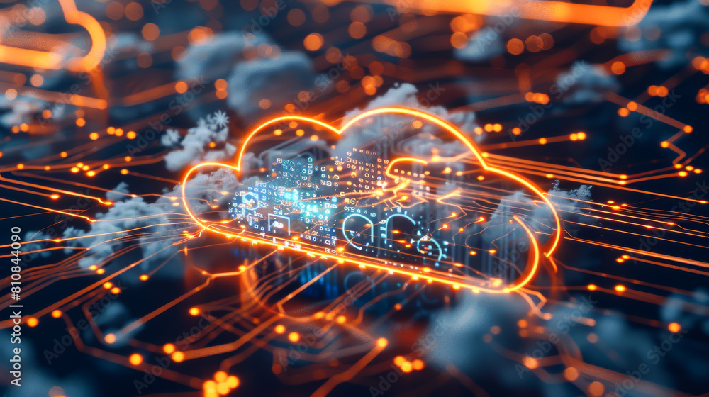 A computer chip with a cloud on it A computer chip with a cloud on it