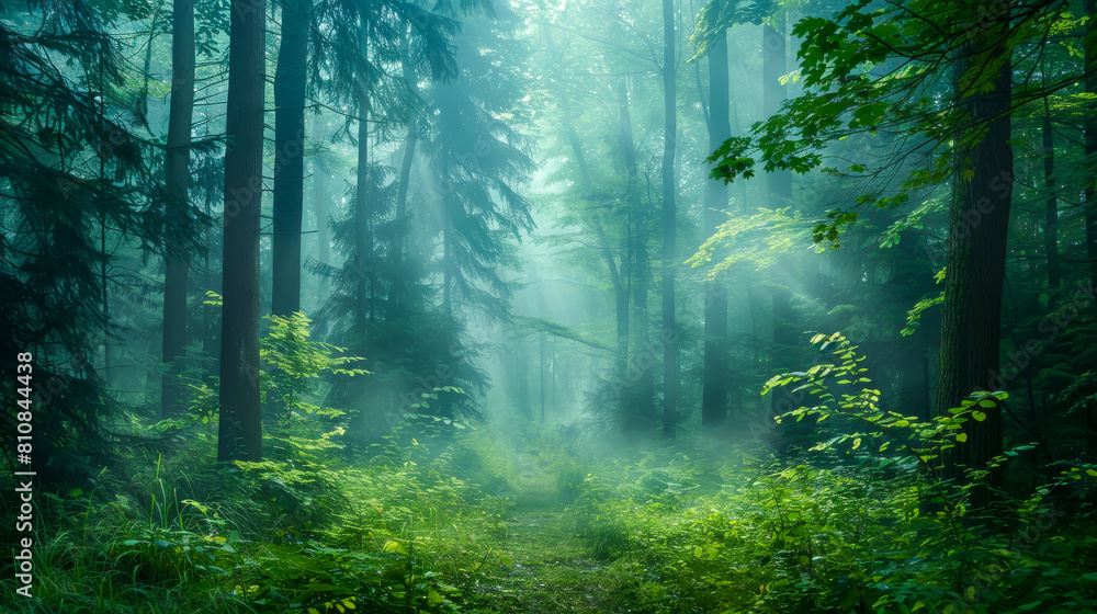 A forest with a path through it A forest with a path through it