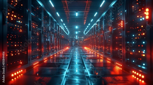 A high-tech data center, with rows of glowing servers: Tailored Compute Services for Optimal Data Management.