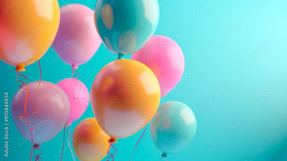 A bunch of colorful balloons floating in the air A bunch of colorful balloons floating in the air