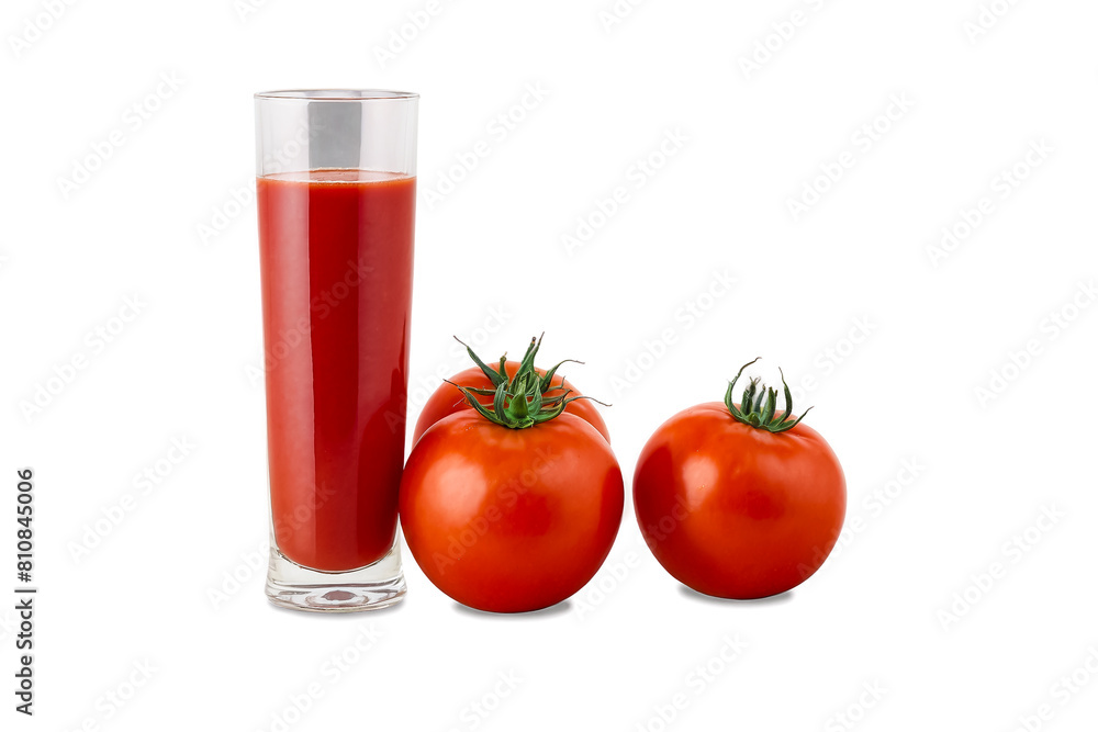 Tomato juice and tomato on a white background Tomato juice and tomato on a white background