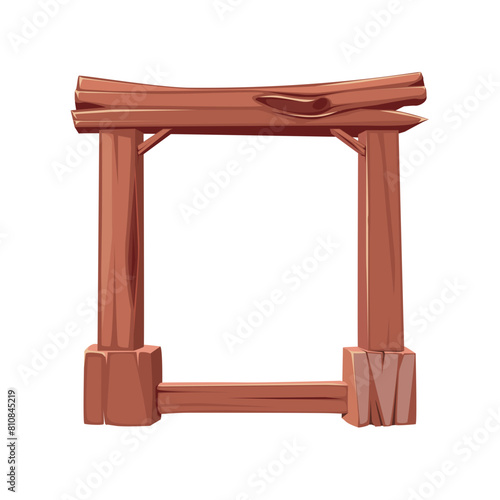 Wooden game frame or border. Brown old planks and panels for game interface design and UI element