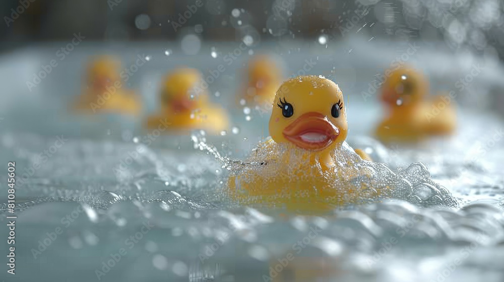 a bathtub filled with waterand a cute rubber ducks toys a bathtub filled with waterand a cute rubber ducks toys