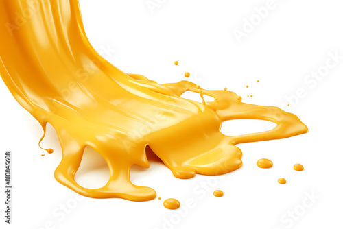 Close up Melting yellow cheese with splash isolated on white background