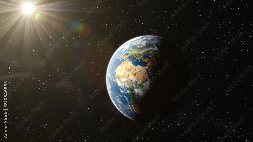 Obraz premium The Earth is bathed in sunlight due to its axial tilt of 23 degrees