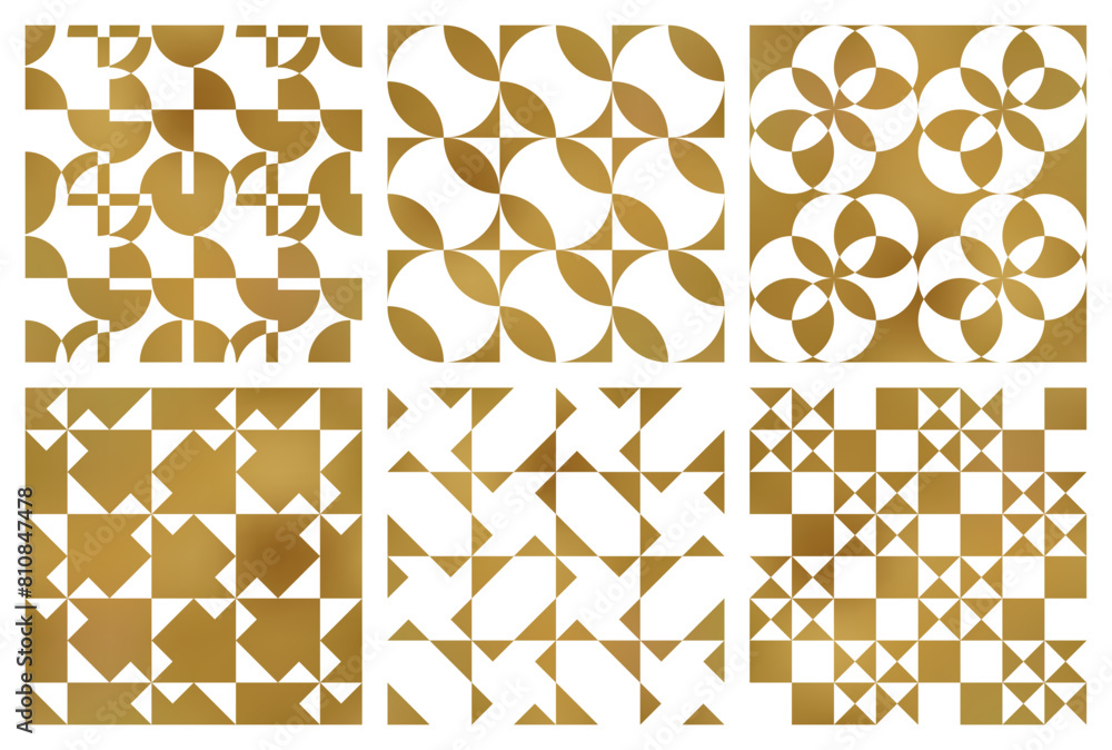 Vector seamless patterns set of different golden luxurious ornaments. Modern patterned tiles design. Samples of repeatable print on textile. Vector seamless patterns set of different golden luxurious ornaments. Modern patterned tiles design. Samples of repeatable print on textile.