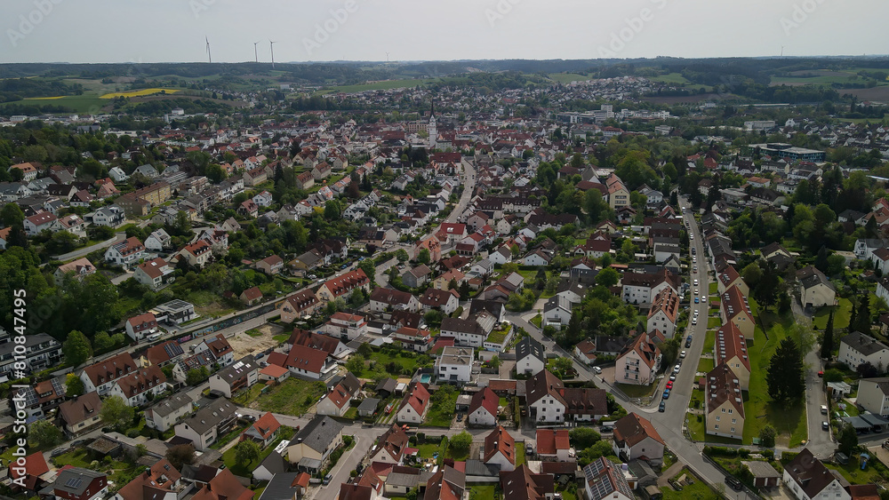 Fly over a Bavarian old city center called Pfaffenhofen Fly over a Bavarian old city center called Pfaffenhofen