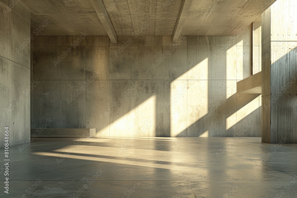 A simple image of an empty room with concrete walls and floor. Suitable for industrial or minimalist concepts