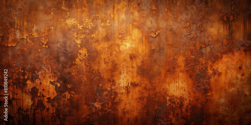 Grunge rusty orange brown metal corten steel stone background texture banner panorama