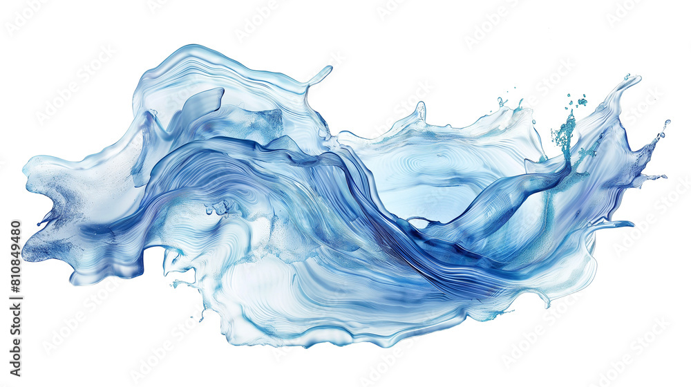 Water splash isolated, water waves on a white background.