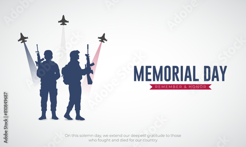 Happy Memorial Day Banner Design. Minimal and Modern Memorial Day USA Celebration with Text vector Illustration
