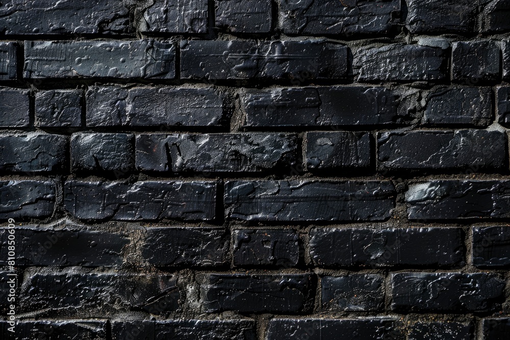black brick wall, brickwork background for design - generative ai