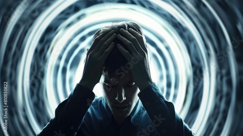 The concept of vertigo is characterized by a feeling of dizziness and a spinning sensation usually accompanied by headaches where a person may feel off balance due to issues in the inner ear photo