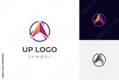 Abstract Arrow business grow up logo icon design with circle area design concept