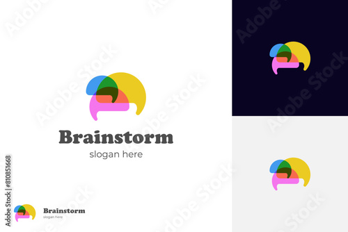 multicolor brain idea logo design. brainstorm color vector logo symbol