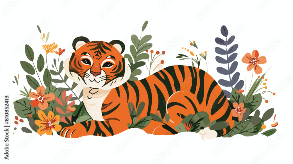 2022 Tiger New Year postcard design with Chinese anim